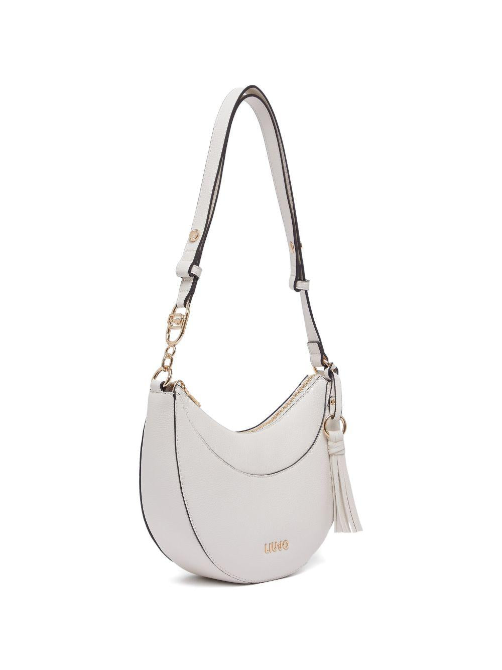 LIUJO Borsa hobo media bianco sporco con charm 