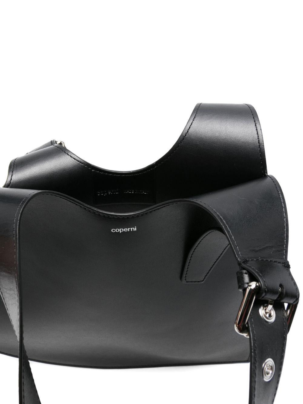 COPERNI Borsa a spalla a cuore in pelle nera con fibbia 