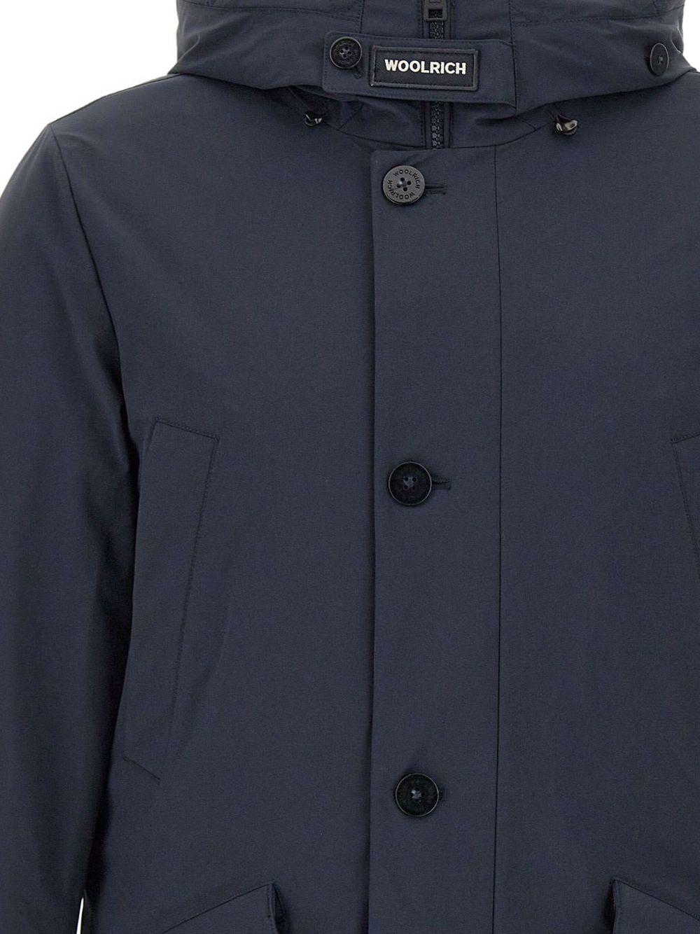 WOOLRICH Parka blu navy con cappuccio 