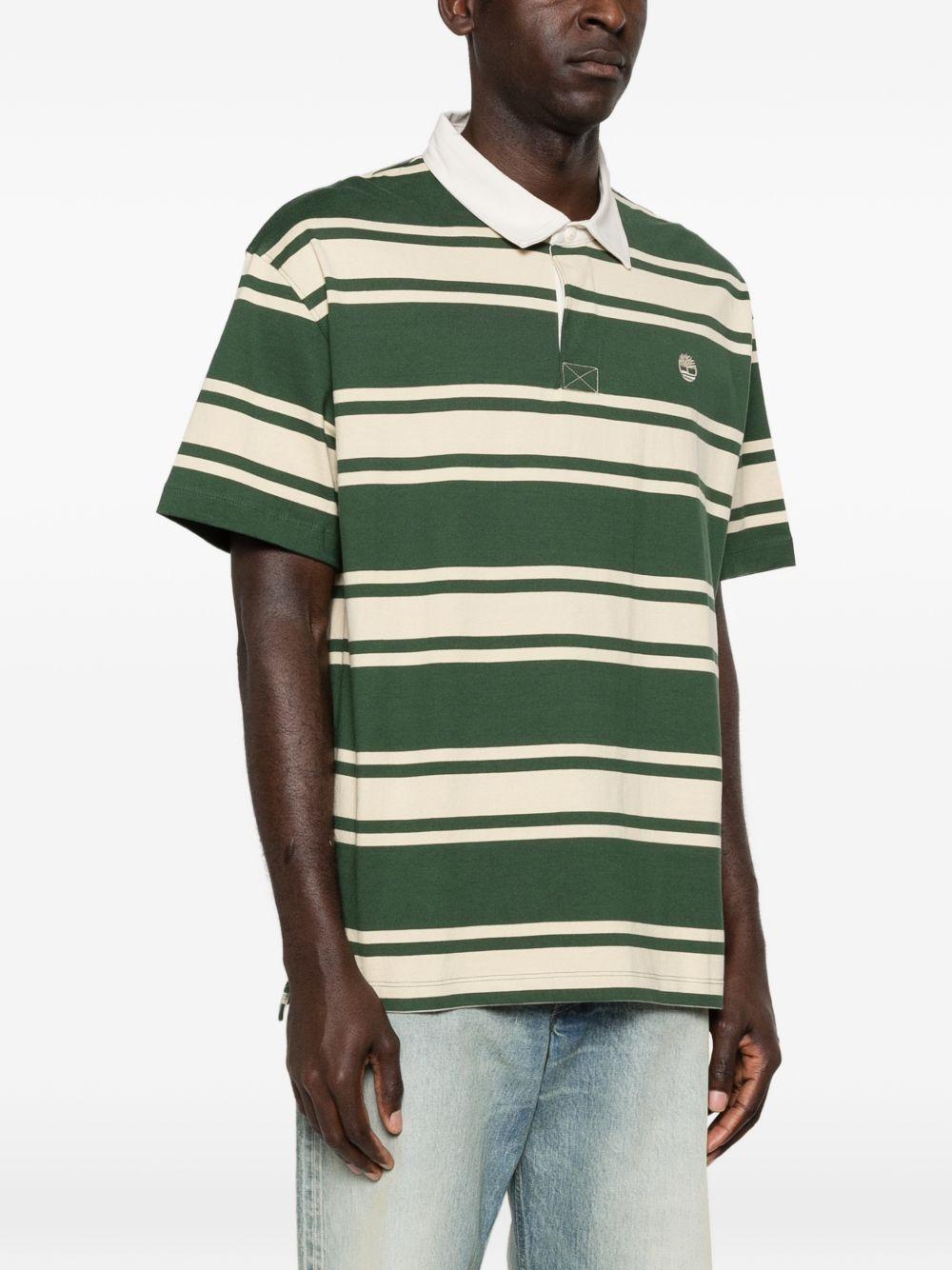TIMBERLAND Polo verde a righe con logo 