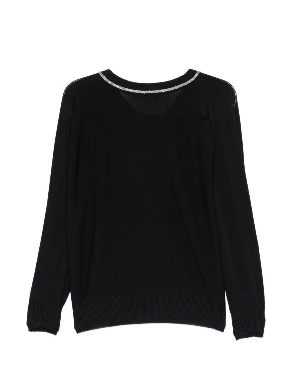 D EXTERIOR Maglia con scollo a V nera 