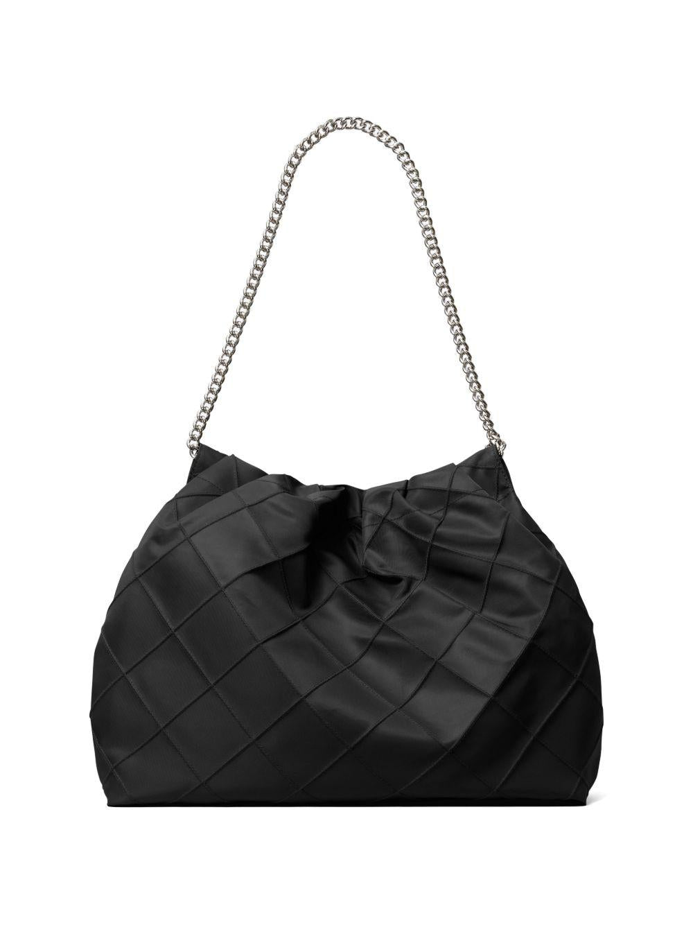 TORY BURCH Borsa a spalla nera con catena argento 