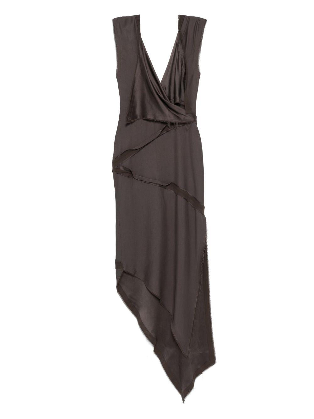 Asymmetrical midi dress twisted detail