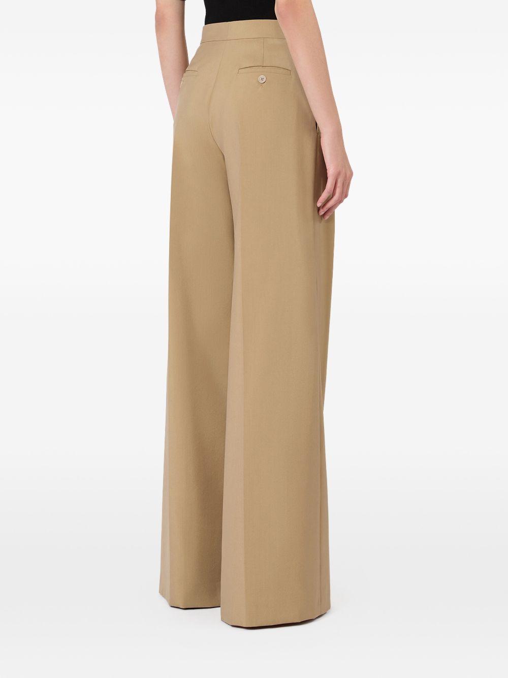 MAX MARA Pantaloni Bronte in lana e seta beige svasati 