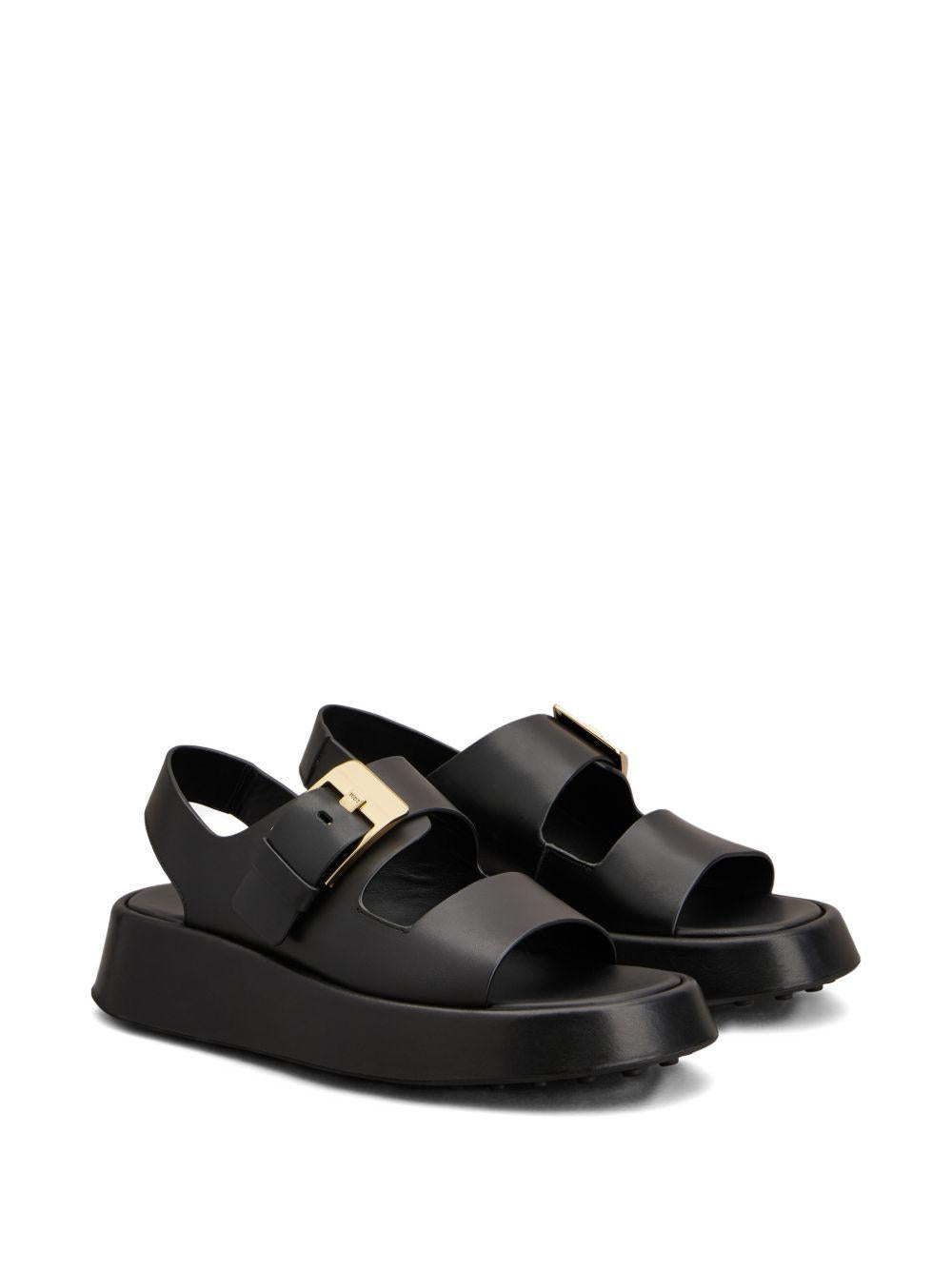 TODS Sandali suola platform in pelle nera 