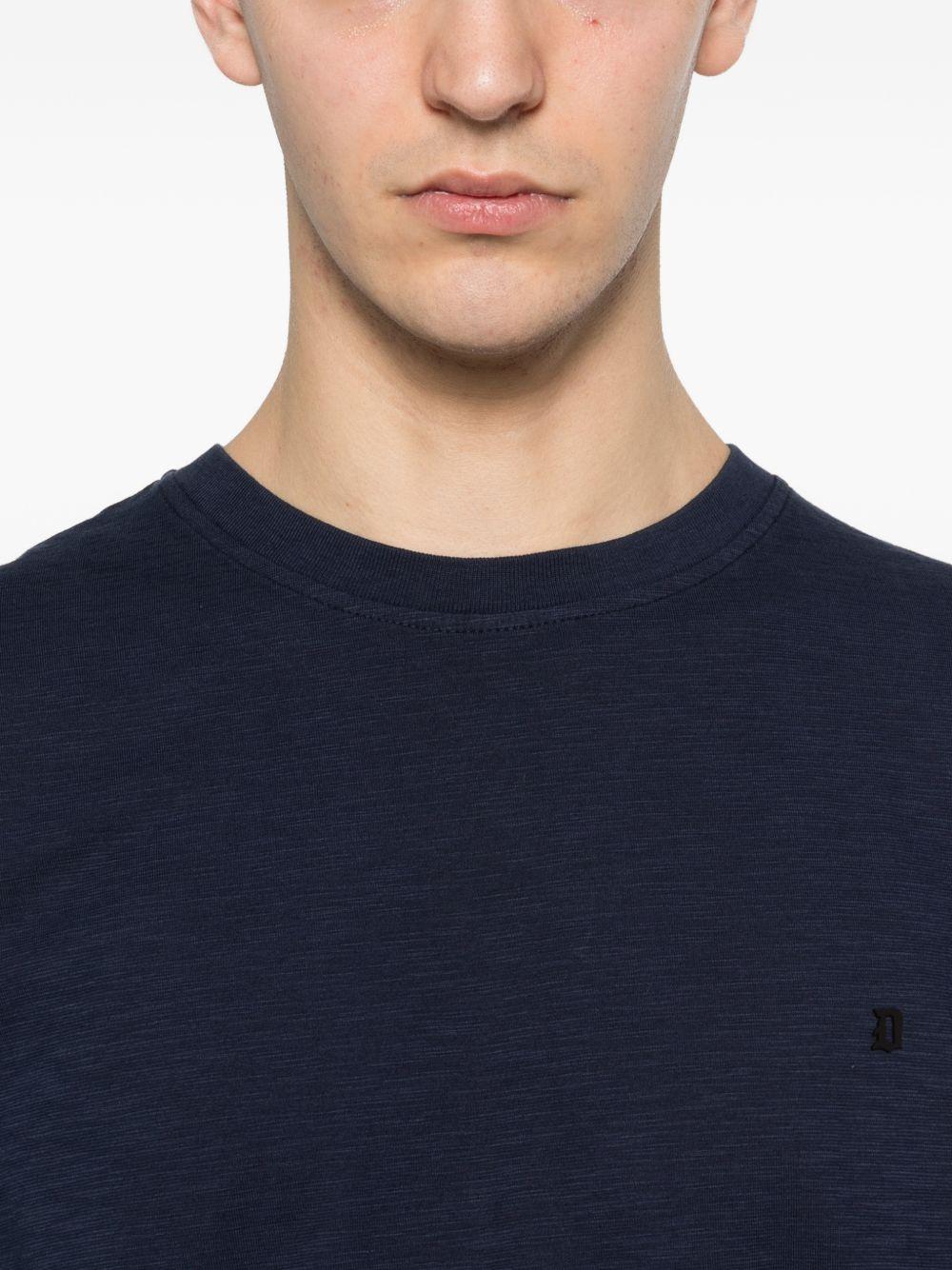 DONDUP T-shirt in cotone blu con logo 