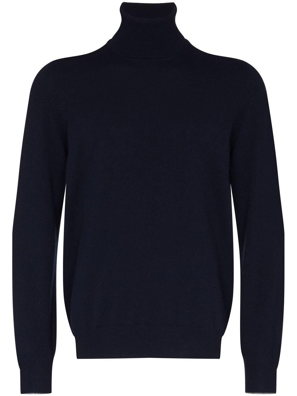 BRUNELLO CUCINELLI Maglia a collo alto in cashmere blu navy 