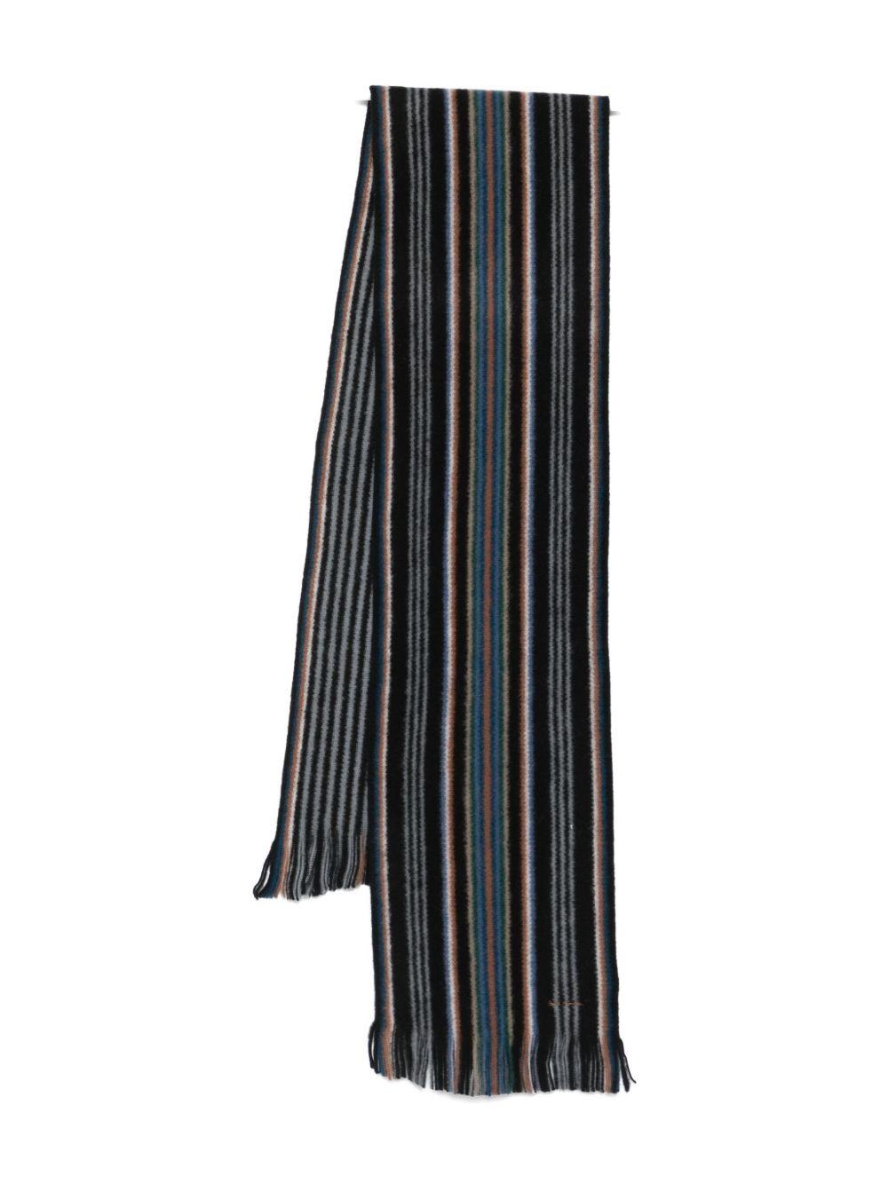 PAUL SMITH Sciarpa in lana nera con strisce 