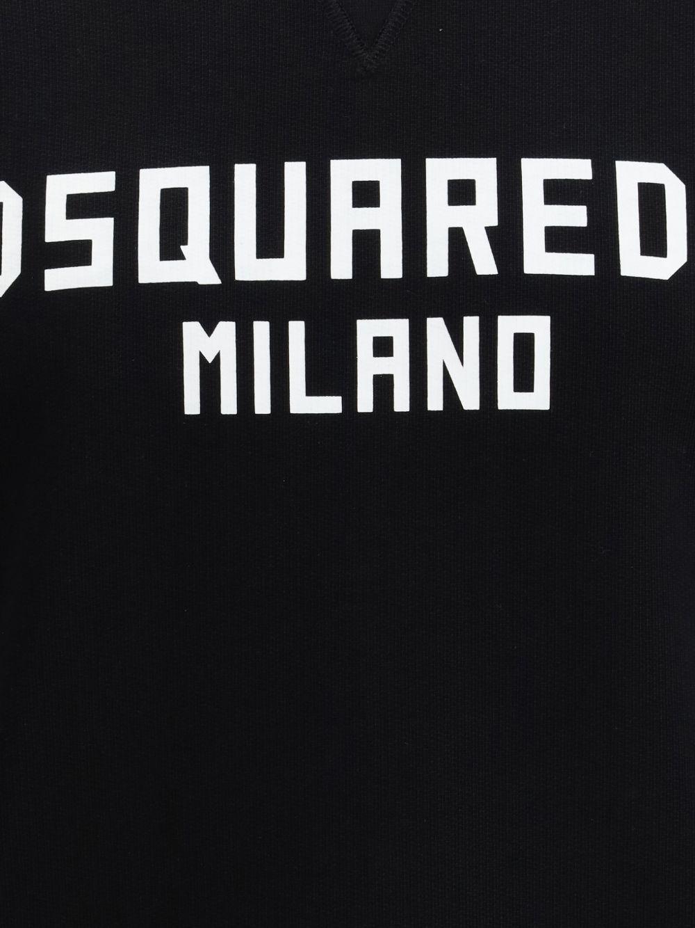 DSQUARED2 Felpa in cotone nero con logo bianco 