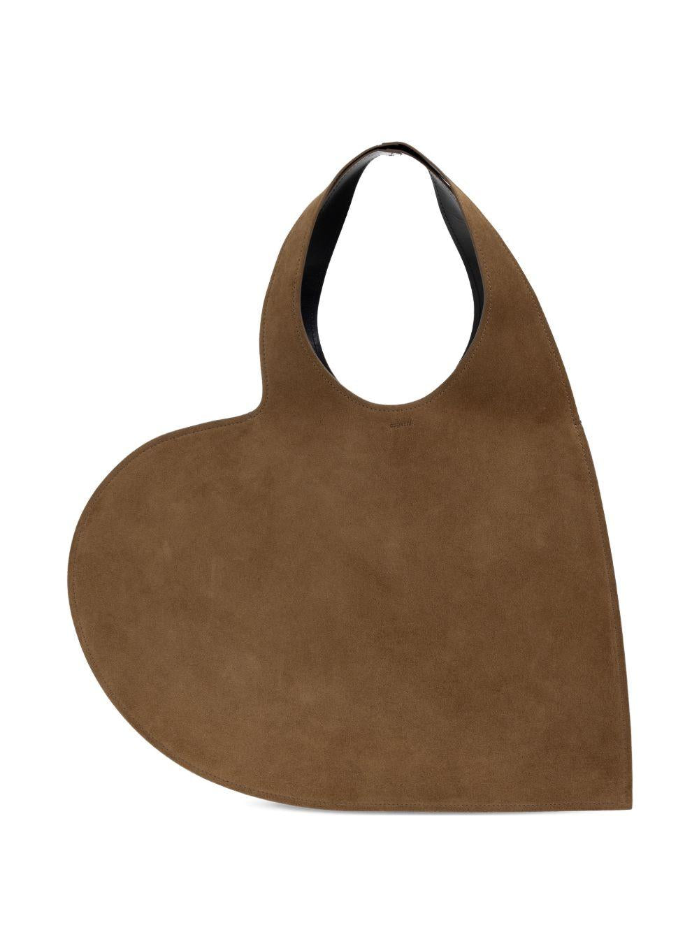 COPERNI Borsa tote Double Heart in pelle suede marrone 