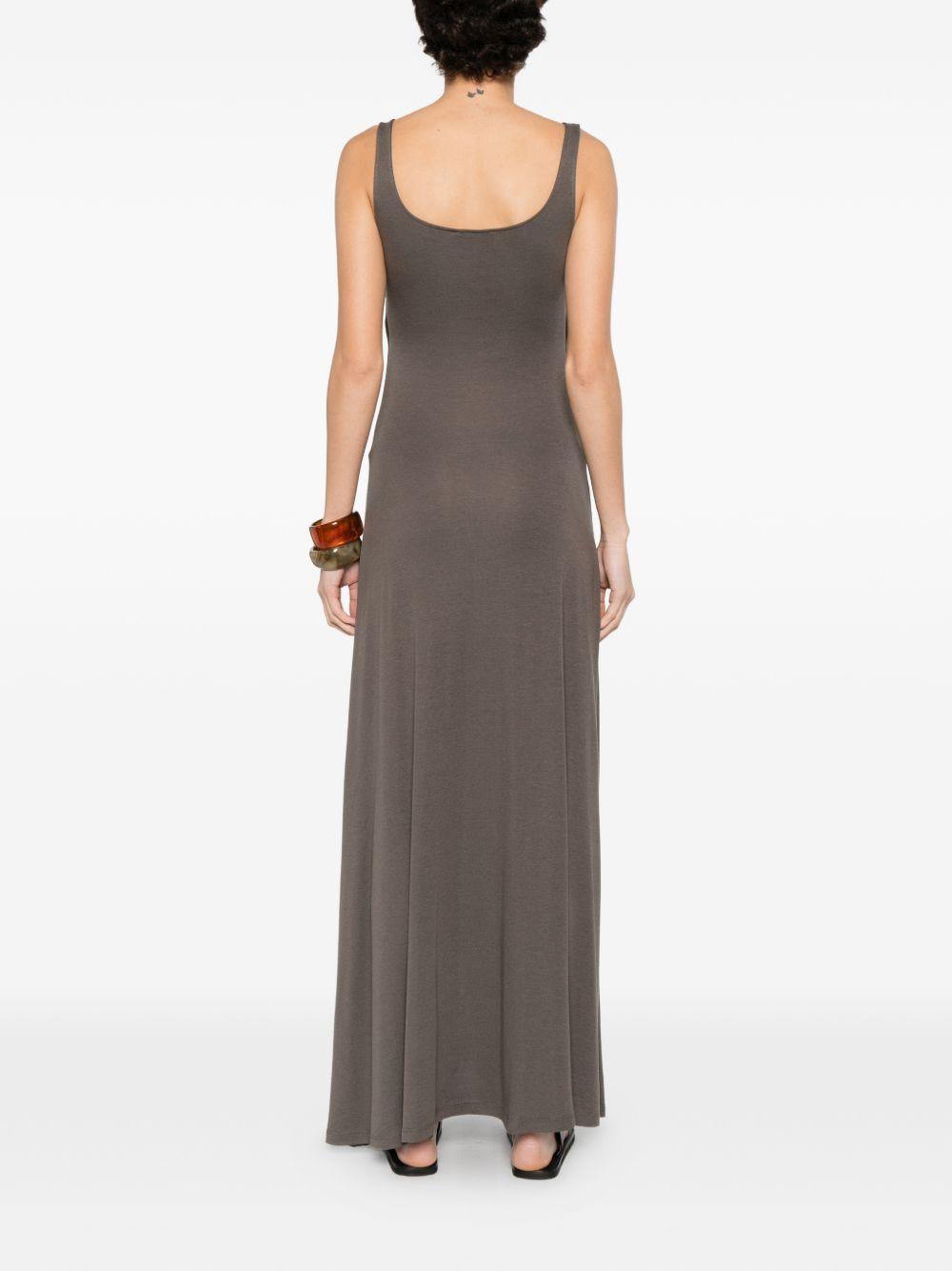 ELEH Abito lungo color fango con gonna a pieghe 