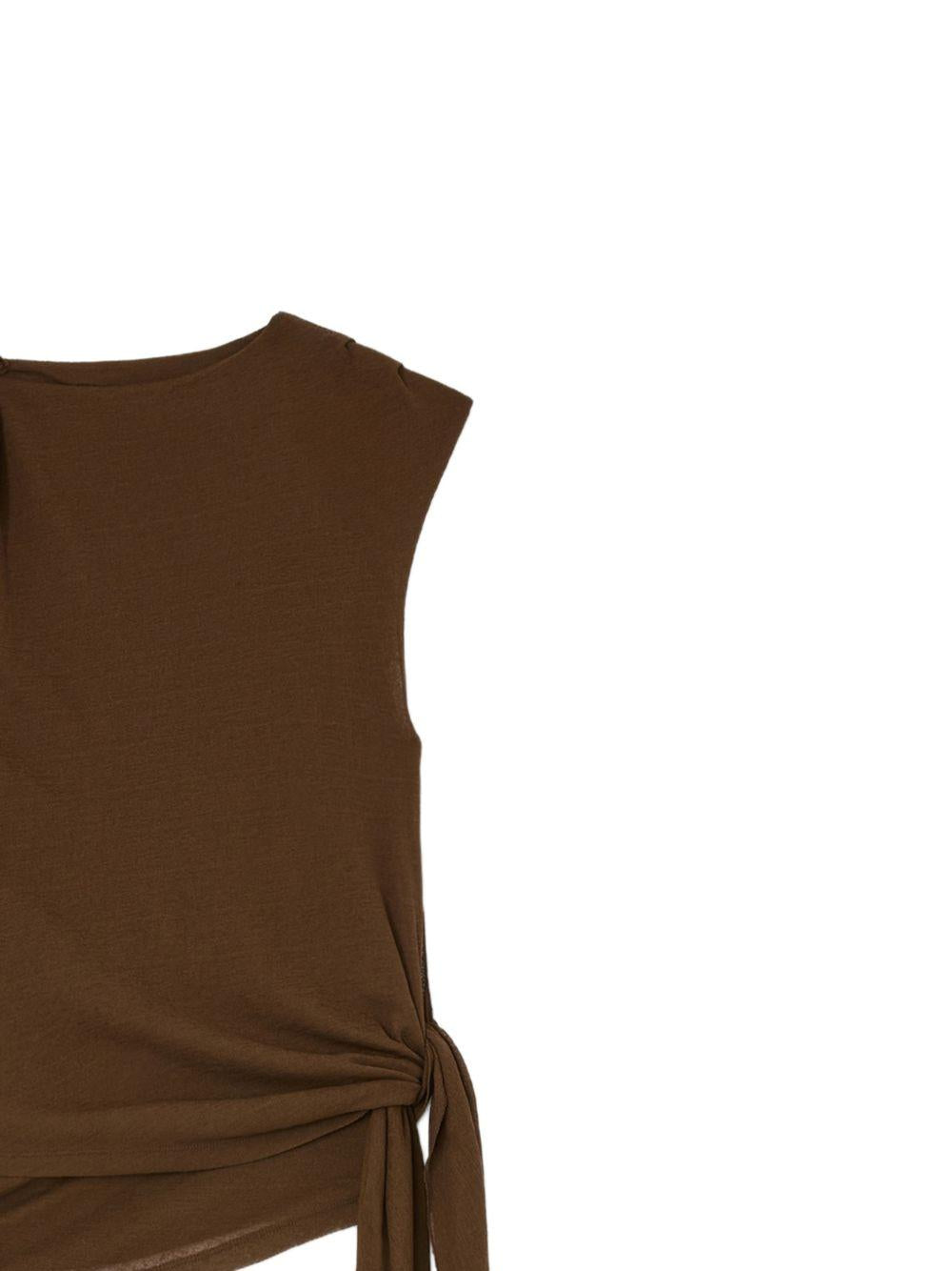 GANNI Top marrone con lacci 