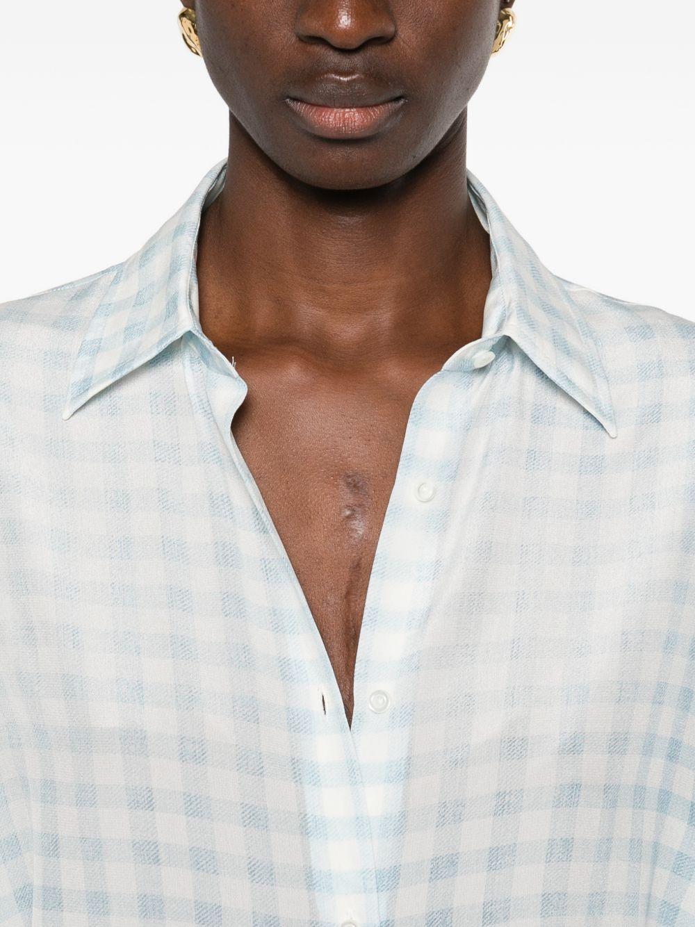 ERMANNO SCERVINO Camicia a quadretti celeste in seta 