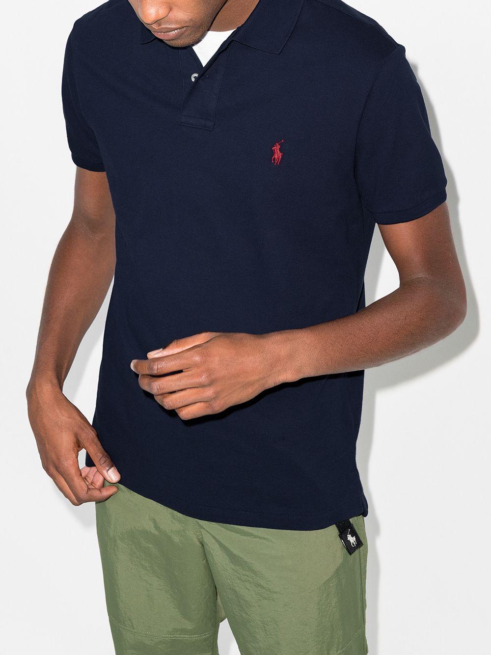 POLO RALPH LAUREN Polo in cotone blu con cavallino rosso 