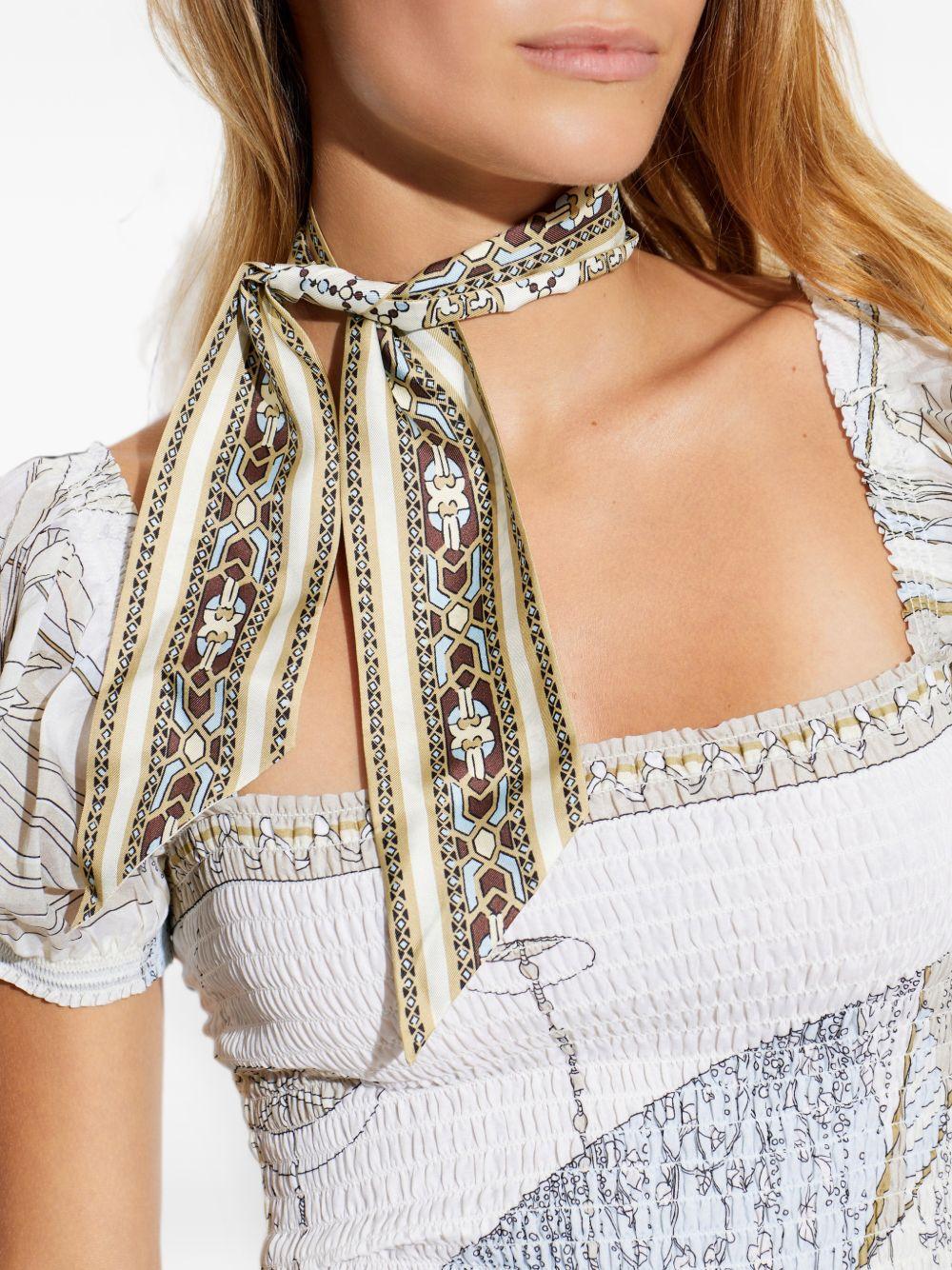 TORY BURCH Foulard cravatta in seta Monogram Deco Ribbon 