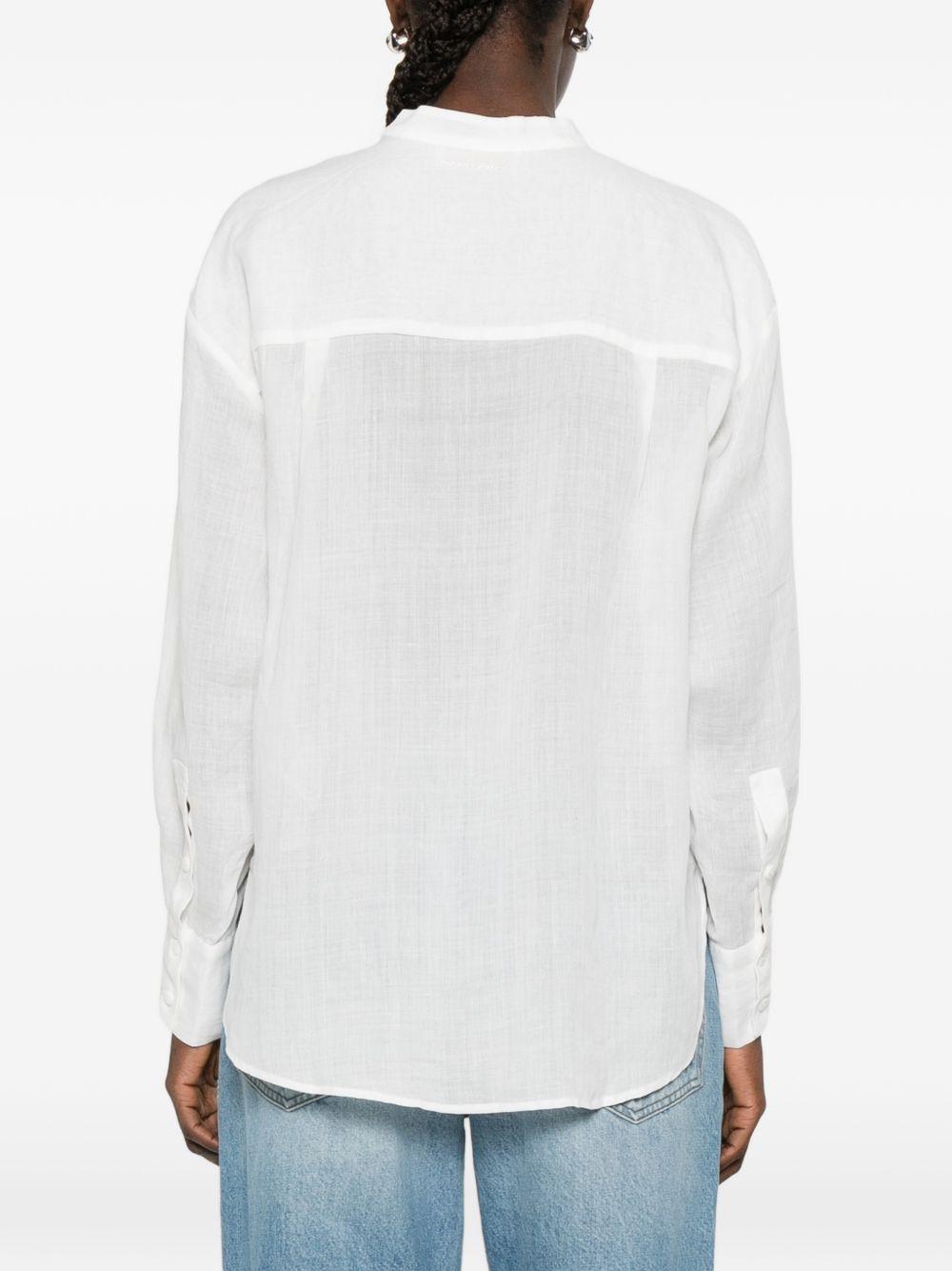 ERMANNO FIRENZE Camicia a maniche lunghe in cotone bianca con inserti blu 