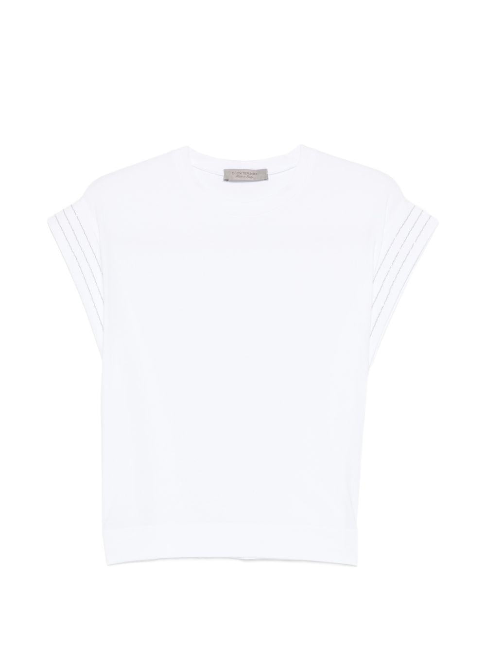 D EXTERIOR T-shirt in cotone elasticizzato bianco 