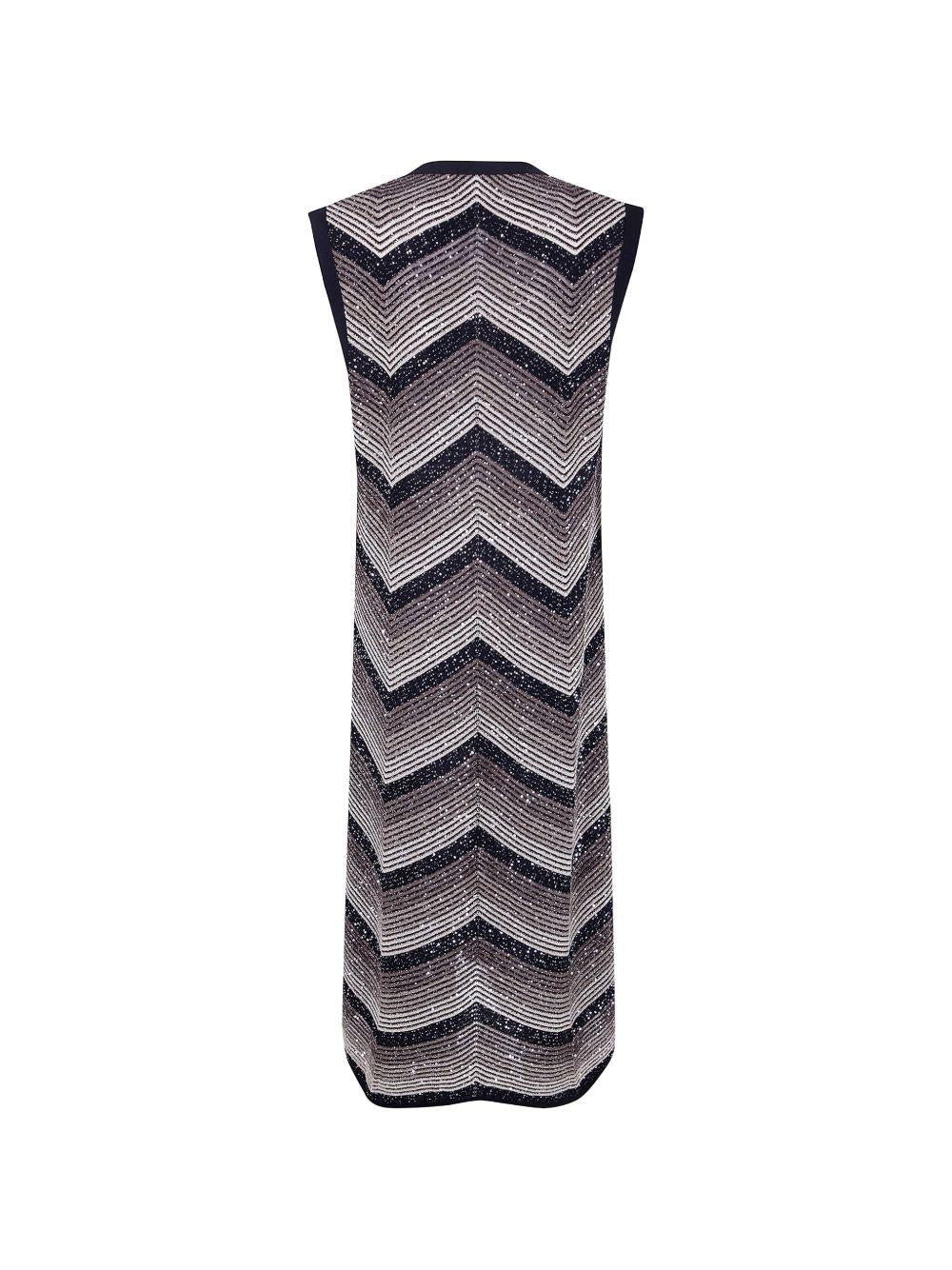 D EXTERIOR Gilet lungo a righe con micro paillettes 