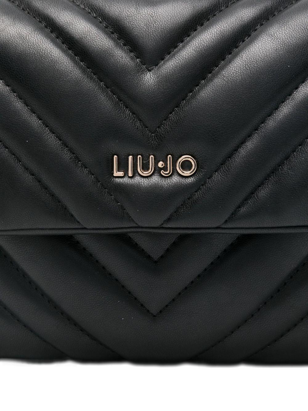 LIUJO Borsa nera in ecopelle con logo 