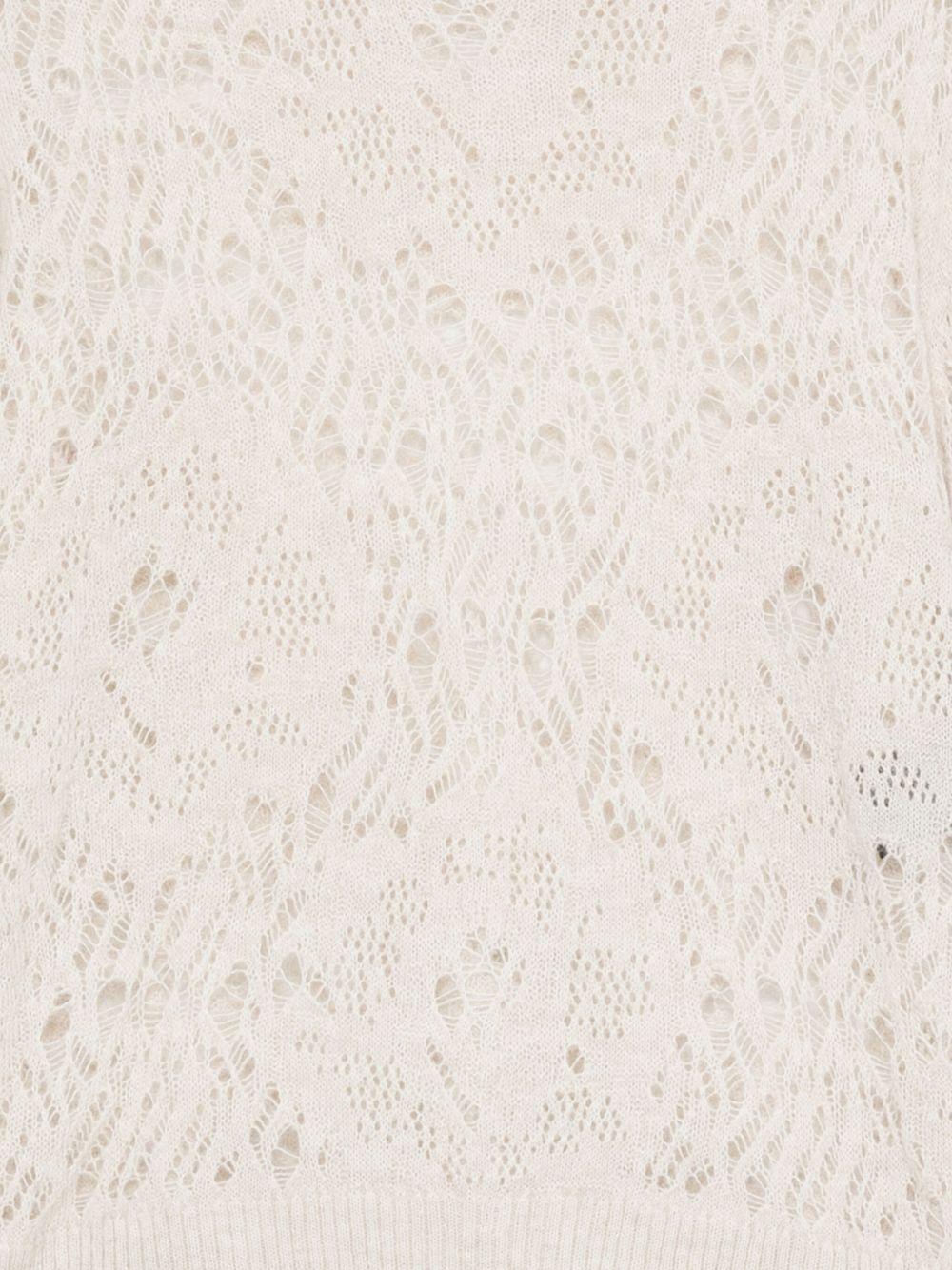 D EXTERIOR Maglia bianco sporco in pizzo traforato 
