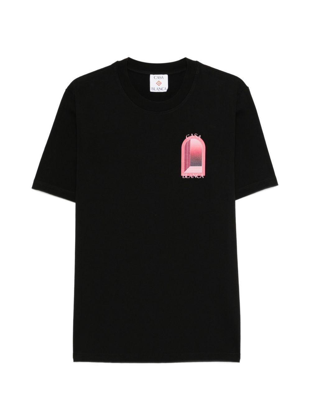 CASABLANCA T-shirt con stampa grafica in cotone nero 