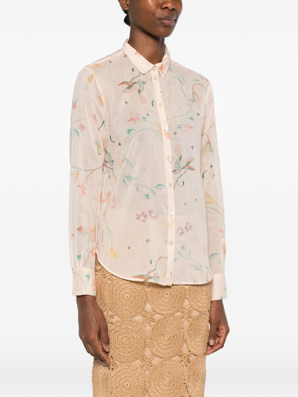 FORTE FORTE Camicia a maniche lunghe rosa con fantasia floreale 