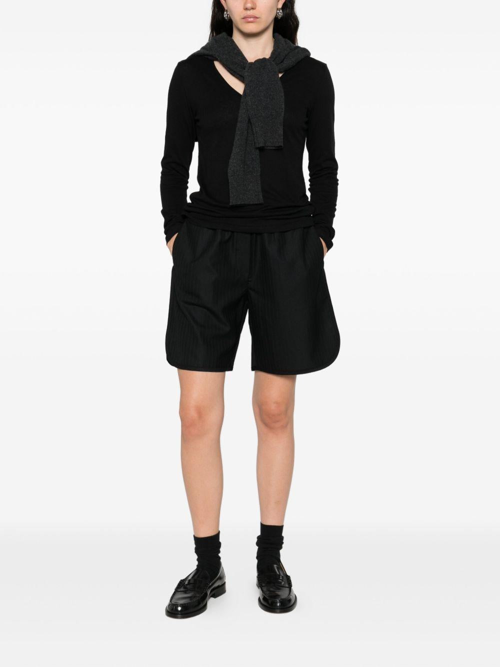 MAJESTIC FILATURES Maglia con scollo a V nera 