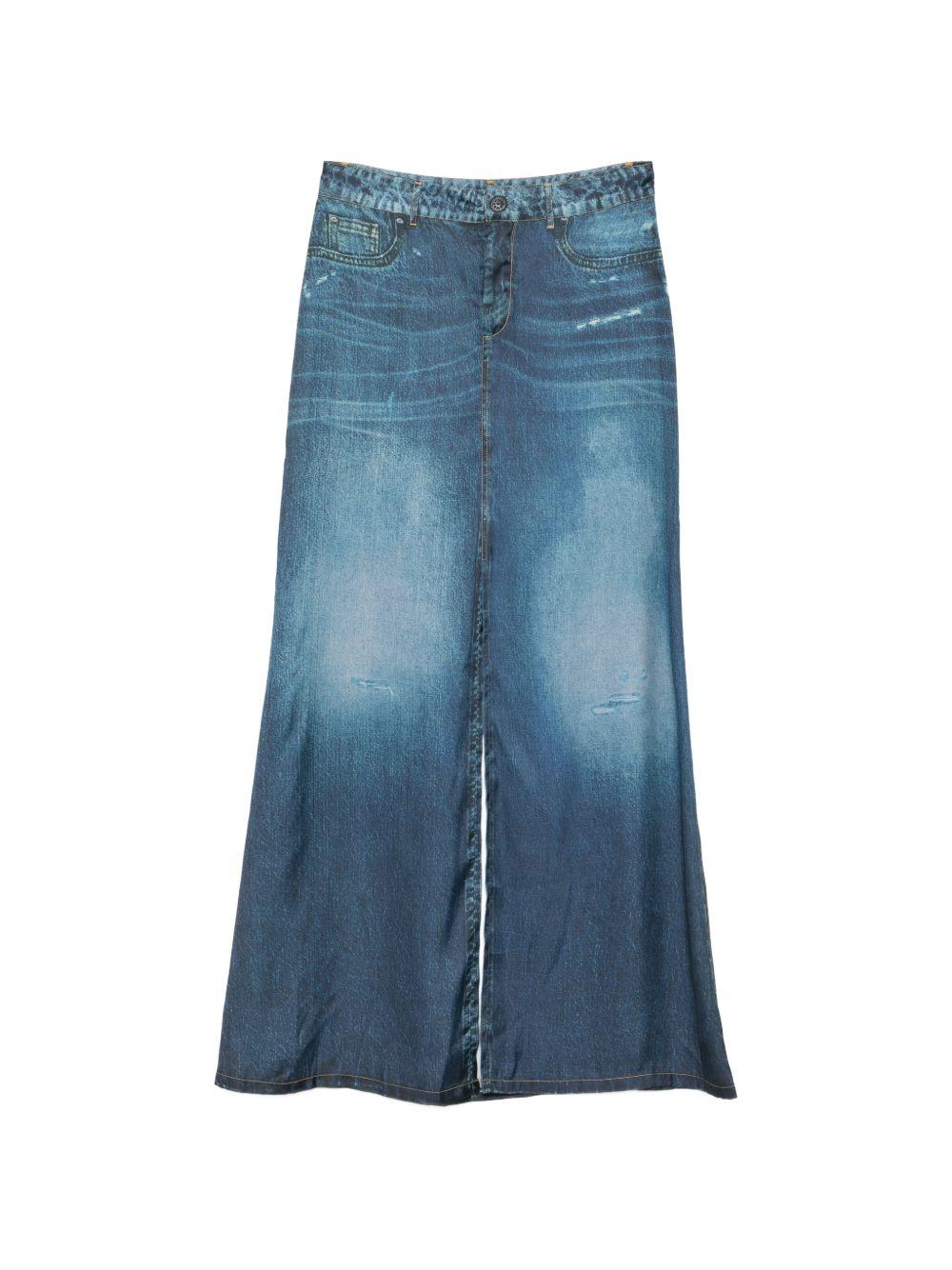 LIUJO Gonna in denim blu con spacco frontale 
