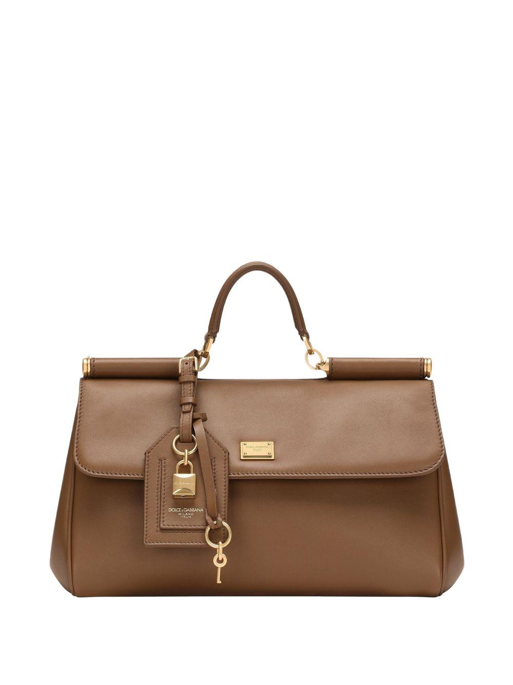DOLCE e GABBANA Borsa tote 'Sicily' in pelle cammello 