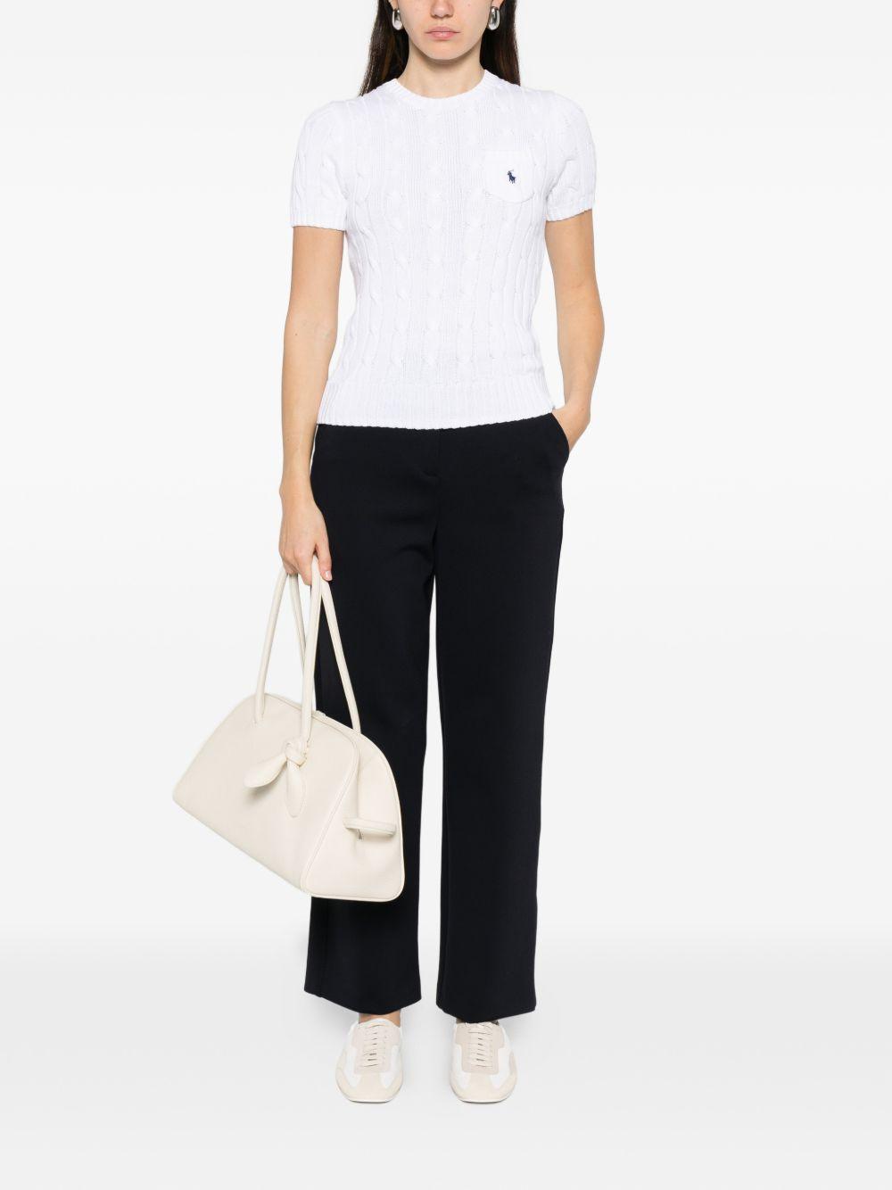 POLO RALPH LAUREN Maglia a trecce in cotone bianco 