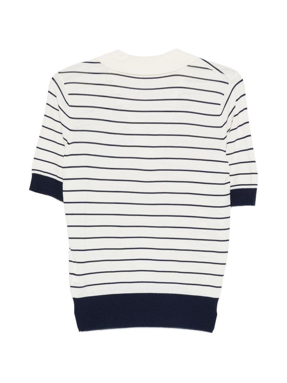 LIUJO T-shirt a polo bianca a righe blu 