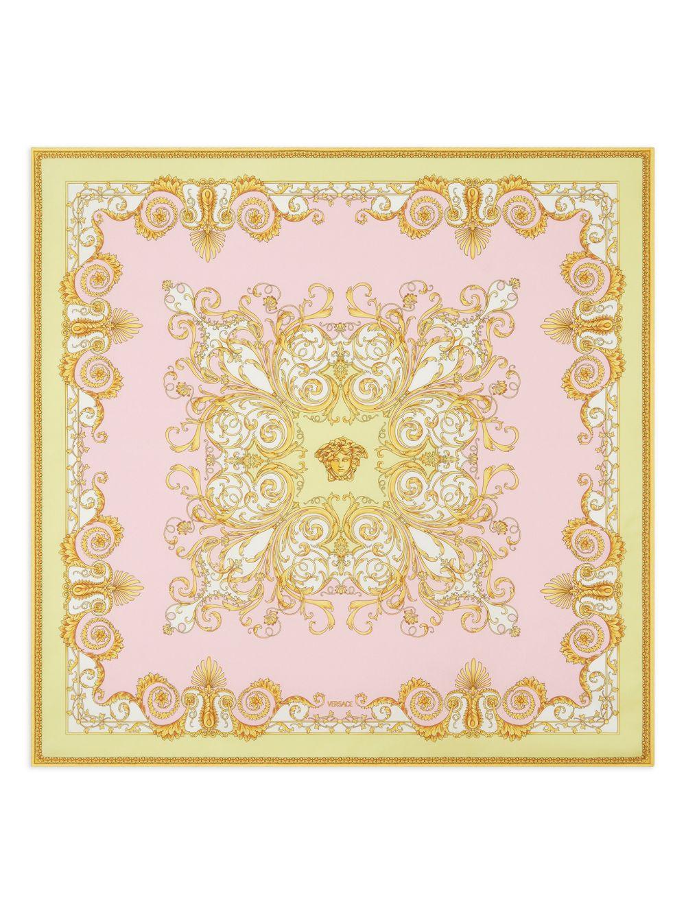 VERSACE Foulard in seta rosa e oro 
