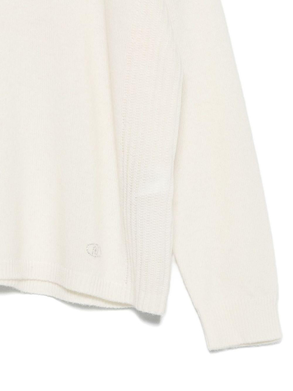 LIUJO Maglia bianca di lana a collo alto 