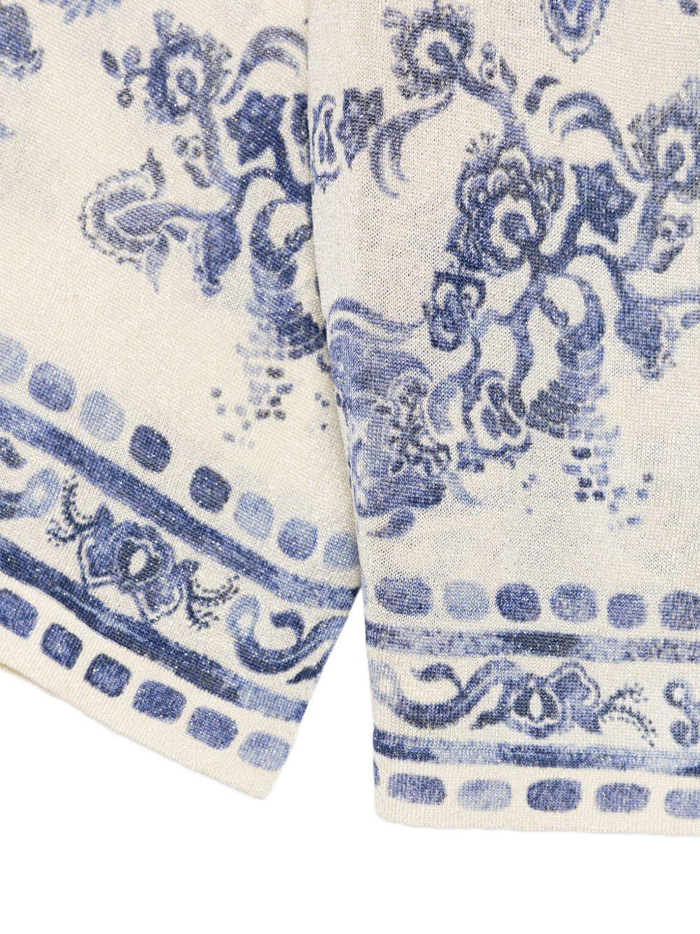LIUJO T-shirt blu con stampa grafica e maniche over 3/4 