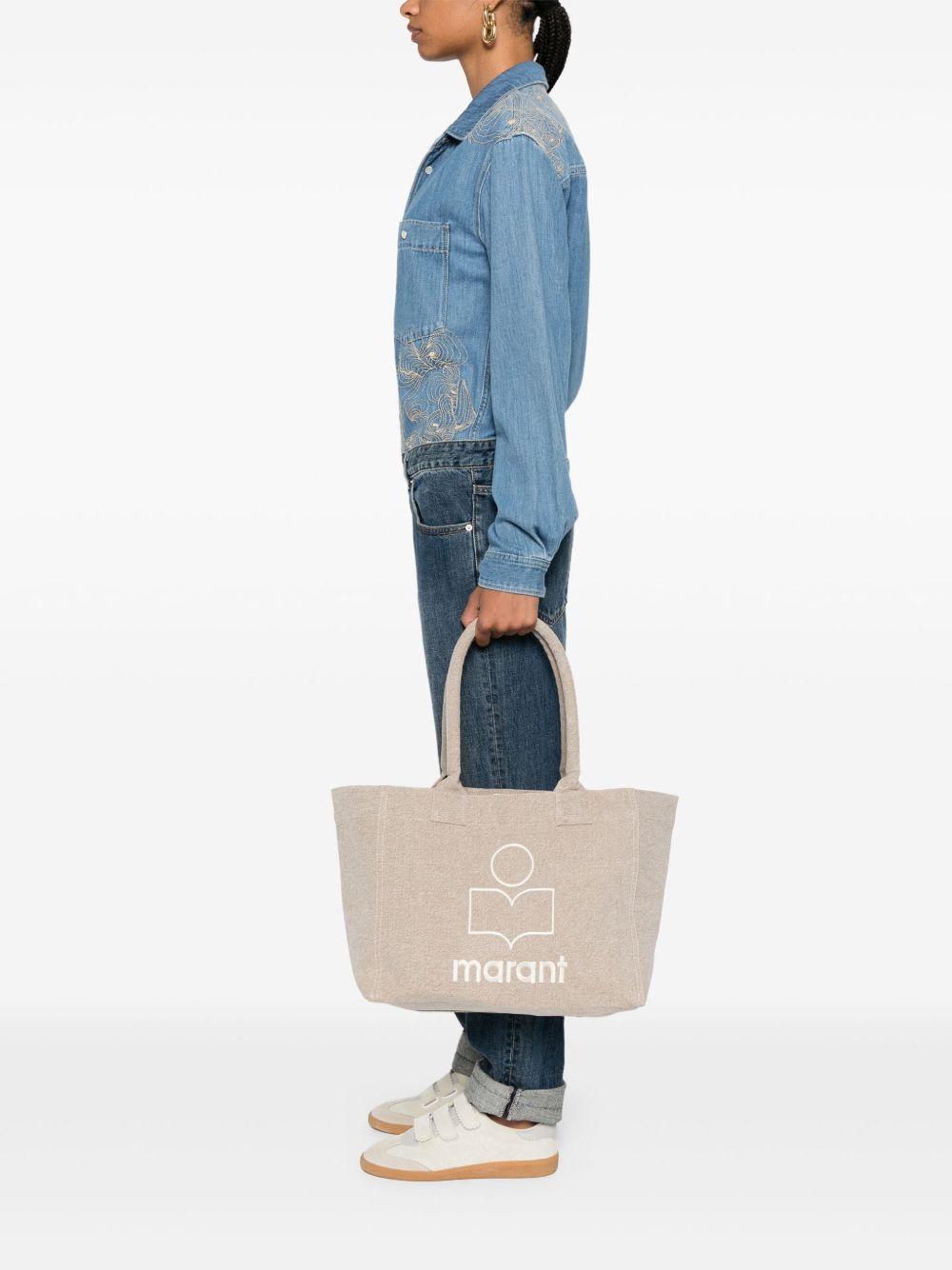 ISABEL MARANT Borsa shopping Yenky Zipper beige in cotone 