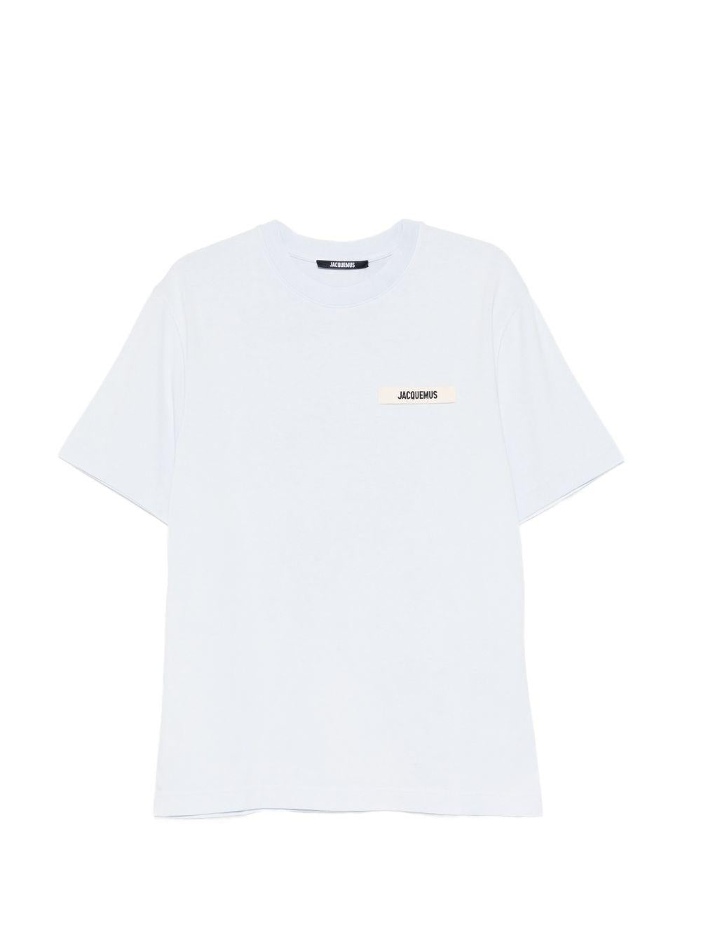 JACQUEMUS T-shirt Gros Grain celeste in cotone con logo 