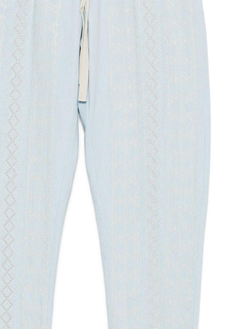 SEMICOUTURE Pantaloni casual Buddy con ricami celeste 