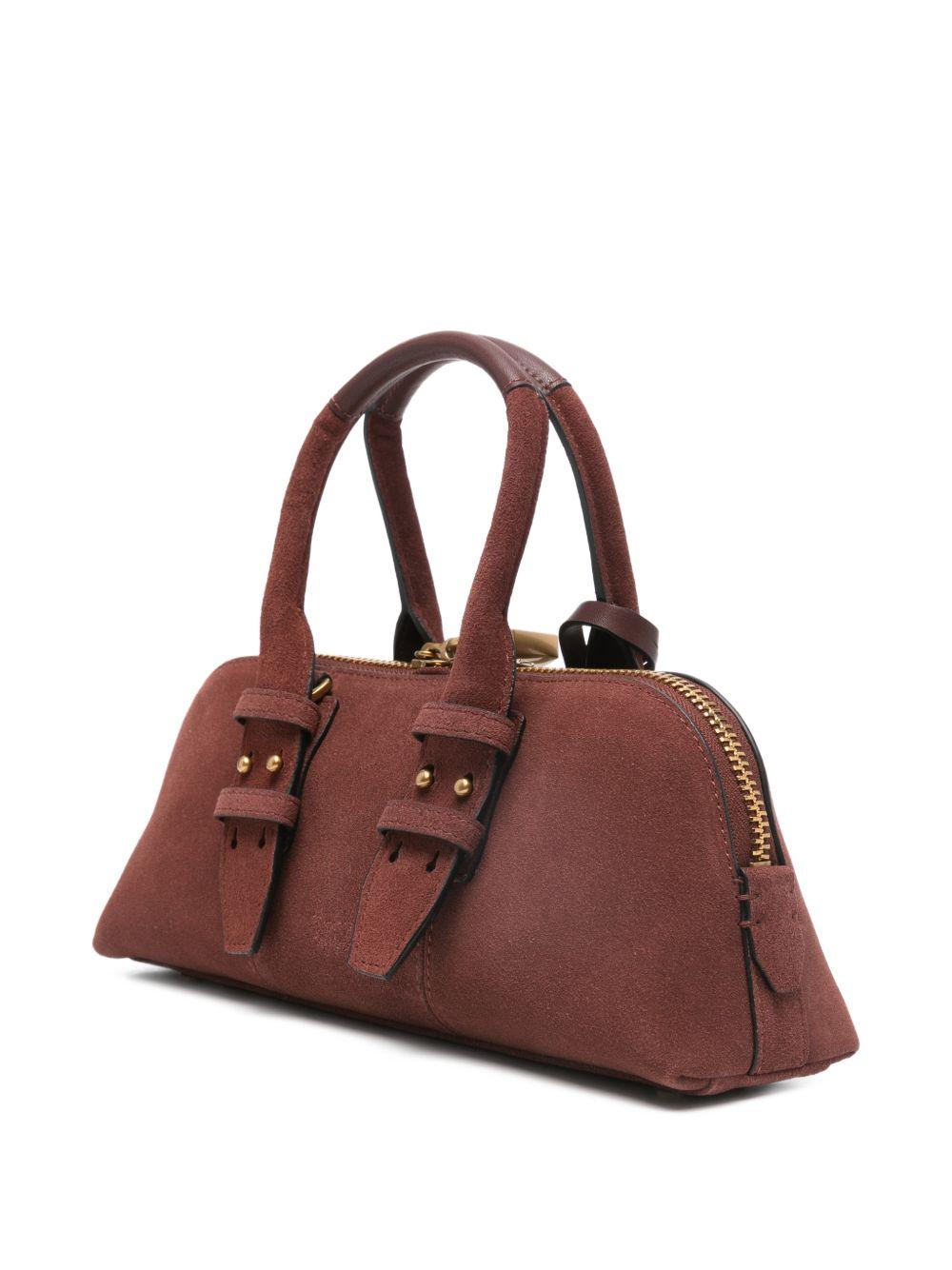 PINKO Borsa a mano Bowling bag in pelle scamosciata bordeaux 