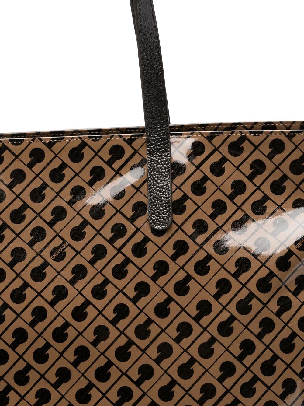 GHERARDINI Zaino marrone Softy Glossy con logo all-over 