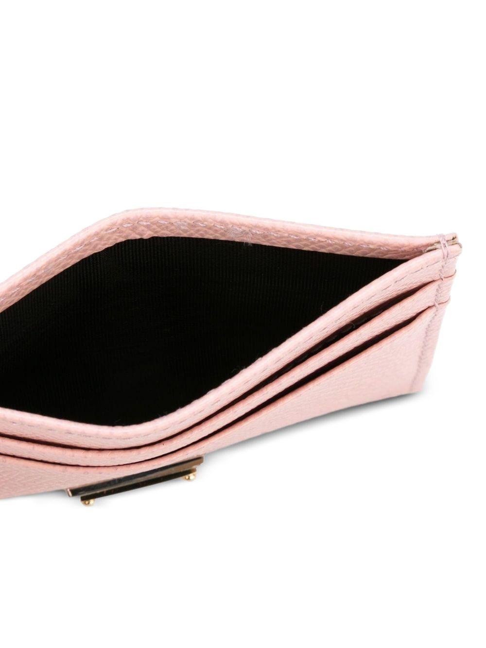 DOLCE e GABBANA Portacarte in pelle rosa con etichetta logo 