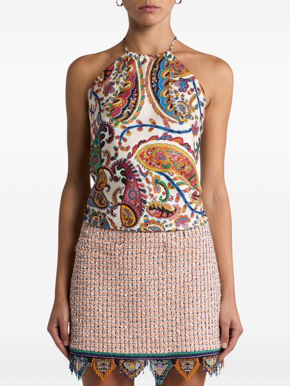 ETRO Top in seta multicolore con stampa paisley 