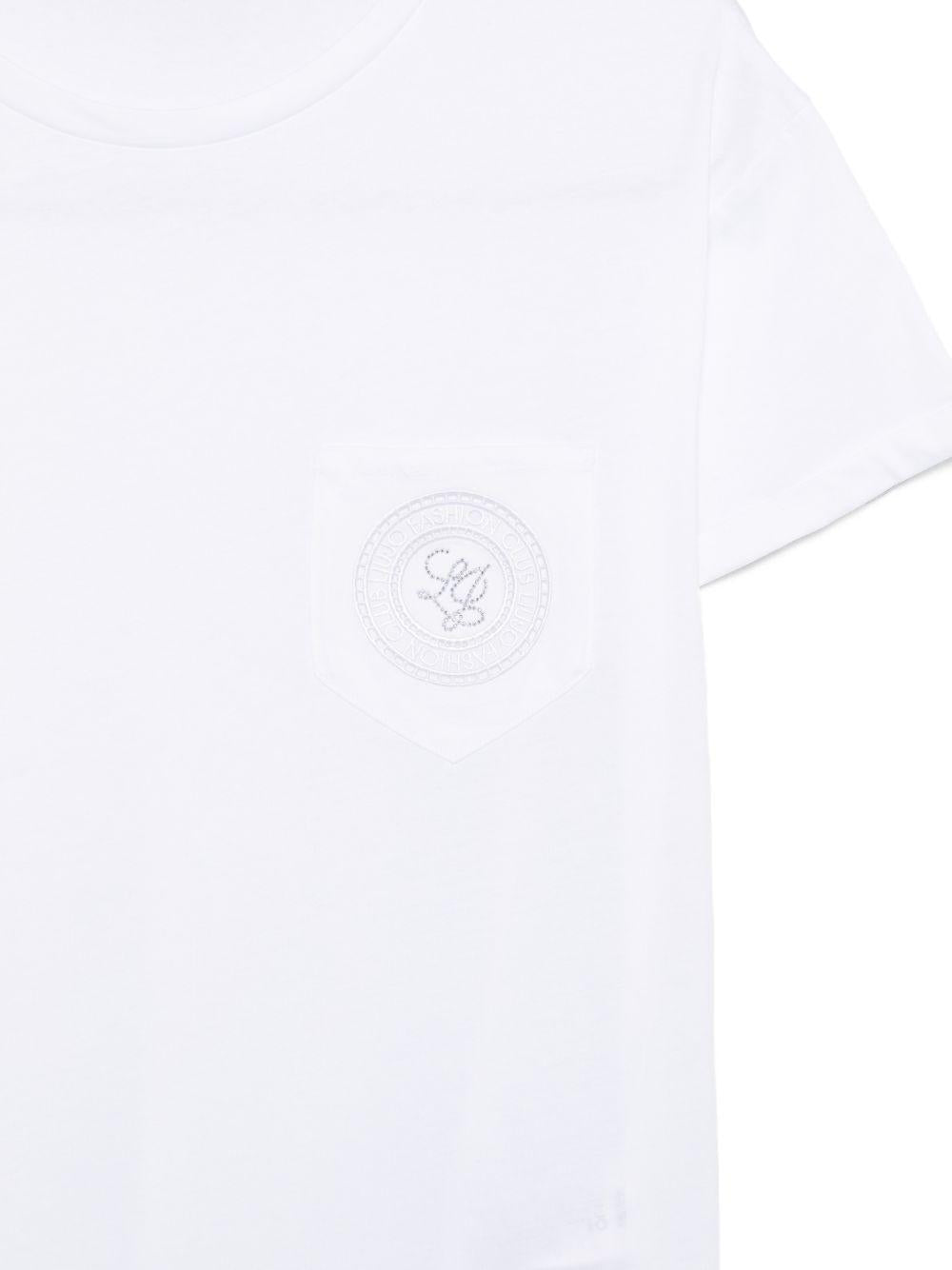 LIUJO T-shirt con logo sul petto bianca 