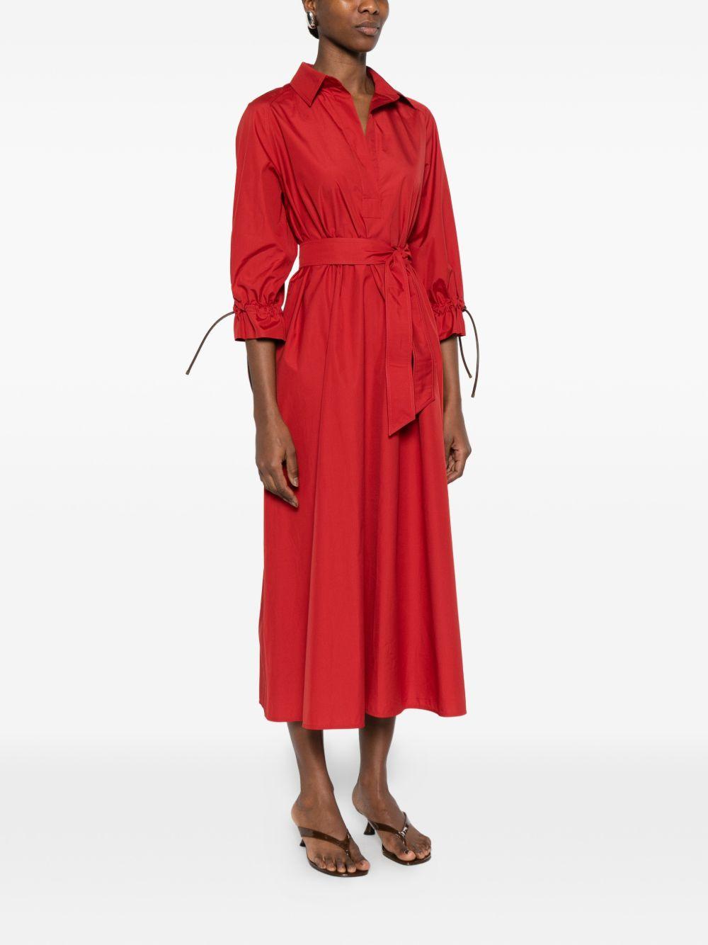 MAX MARA Abito lungo Mirto in chemiser rosso con cintura 