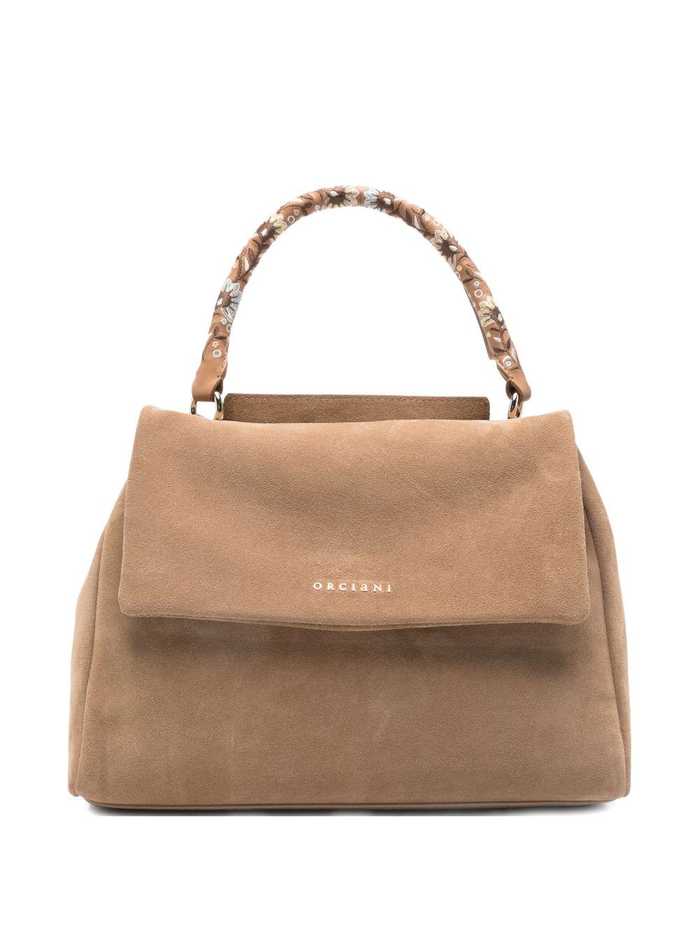 ORCIANI Borsa in suede Peach Flowers Bis marrone 