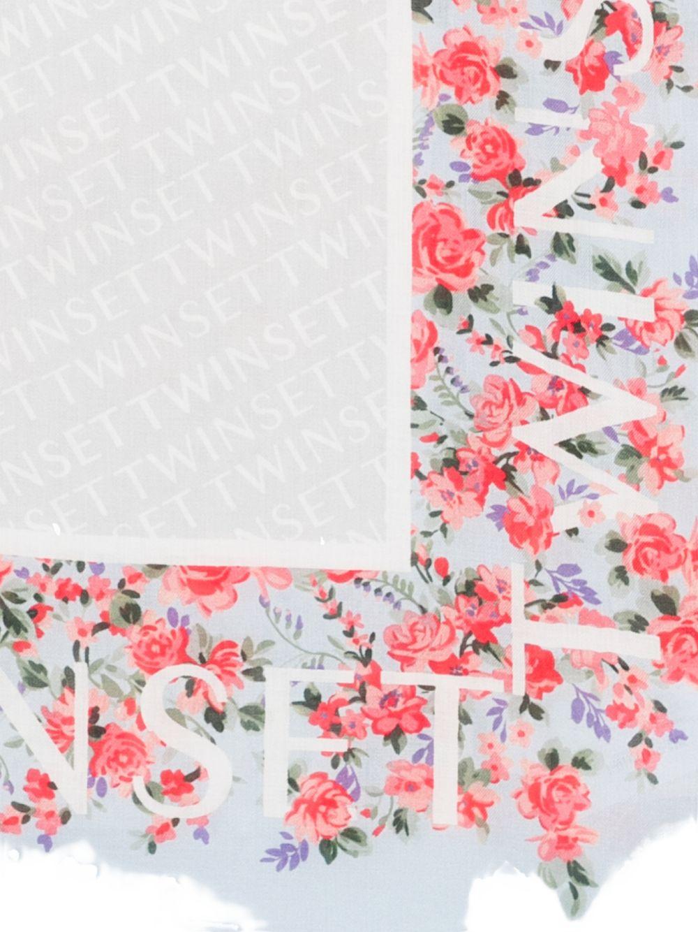 TWINSET Foulard celeste con stampa floreale 