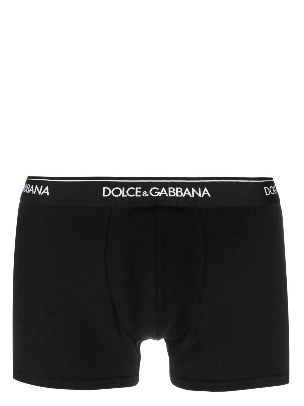 DOLCE e GABBANA Slip in bi-pack neri con vita elasticizzata con logo 