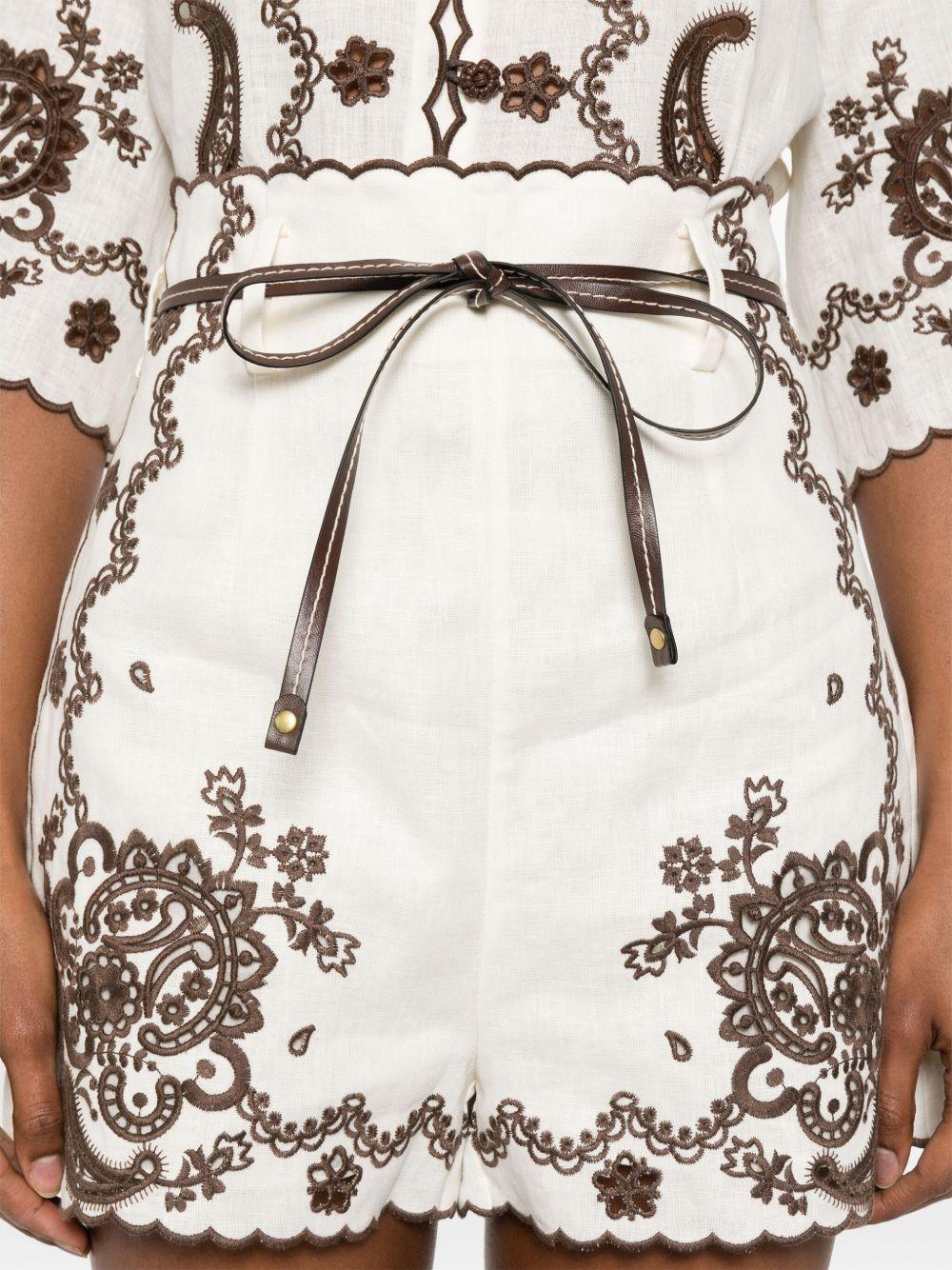 ZIMMERMANN Pantaloncini in lino bianco 'Ascension' 