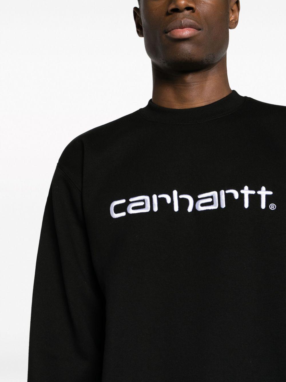CARHARTT WIP Felpa girocollo in cotone nero con logo 