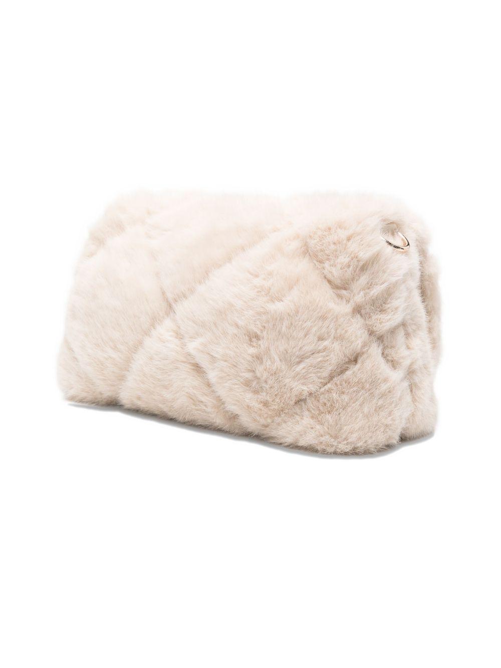 LIUJO Borsa a tracolla beige con pelliccia 