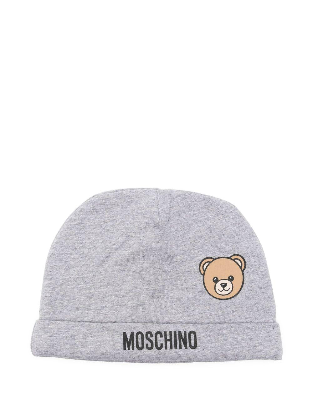 MOSCHINO Berretto in cotone con Teddy 